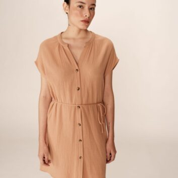 Robe courte en coton camel Rozana